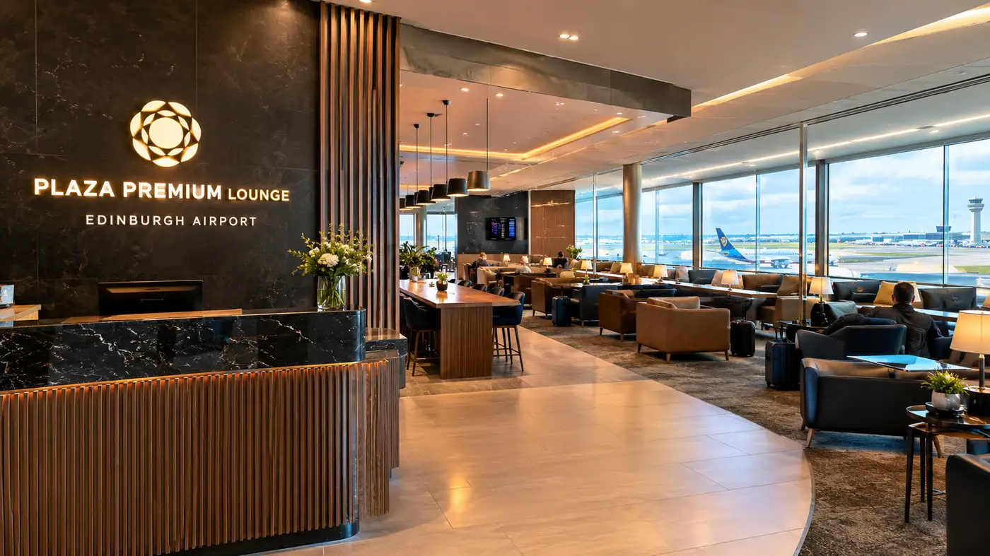 Przewodnik po Plaza Premium Lounge na lotnisku w Edynburgu